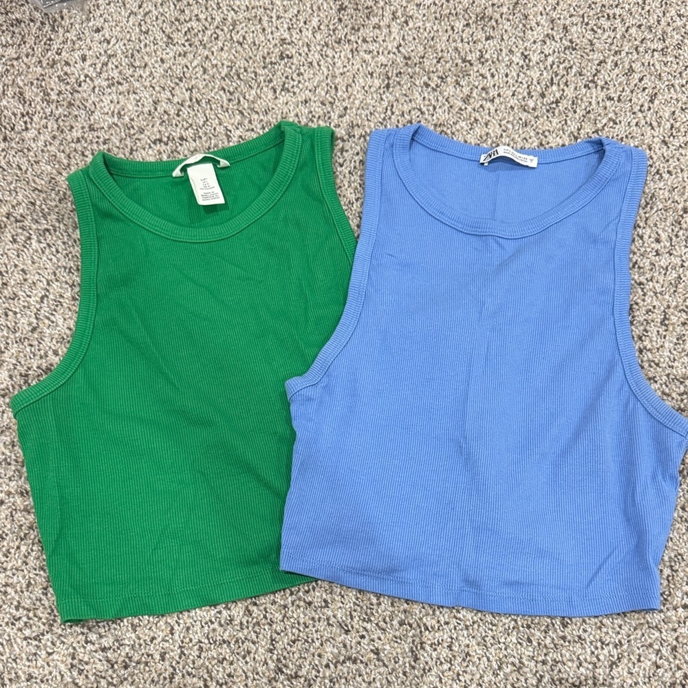 Green and blue Tank Tops - Set of 2